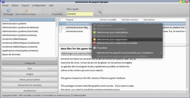 Suppression d'un logiciel avec Synaptic dans Ubuntu