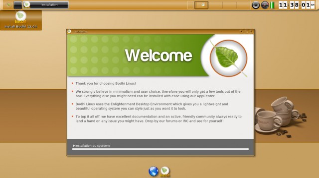 Bodhi linux installation du système sur le disque dur