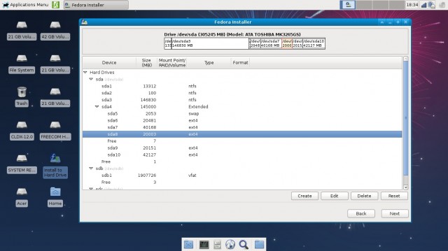 Fedora 17 partition