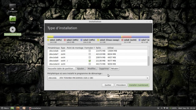 Formatage de la partition