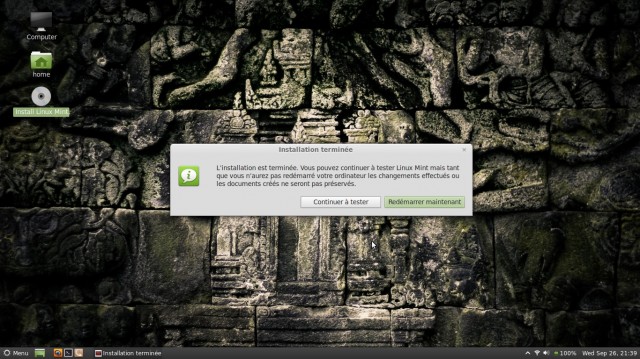 Linux Mint 13 Maya Cinnamon est installé
