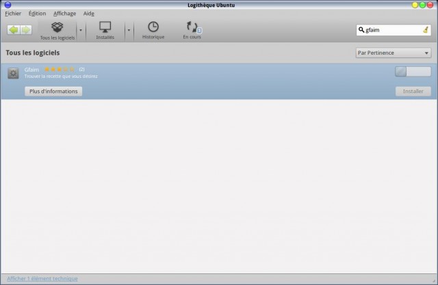 Gfaim, l'application s'installe