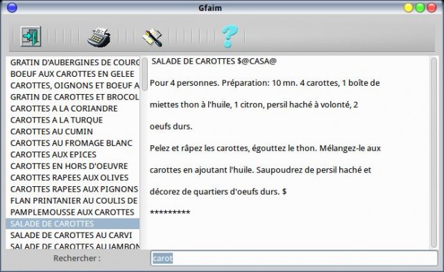 Gfaim rechercher une recette