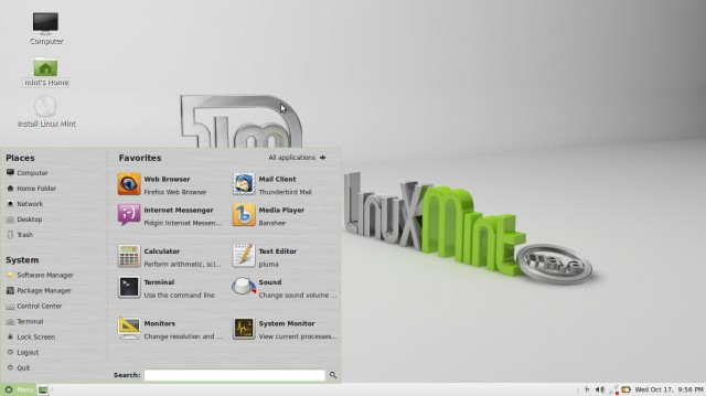 Le menu de la version Mate de Linux Mint 13