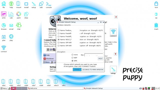 Puppy Linux 5.4 connexion