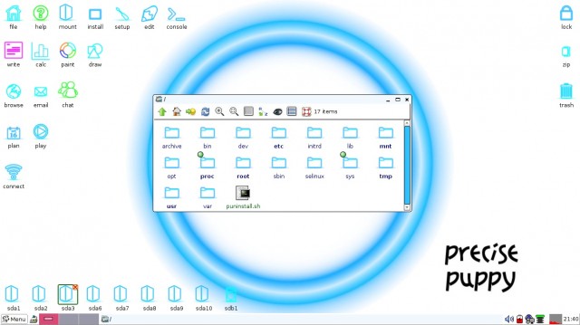 Puppy Linux 5.4 gestionnaire de fichiers