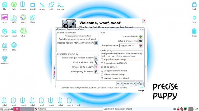 Puppy Linux 5.4 Precise internet