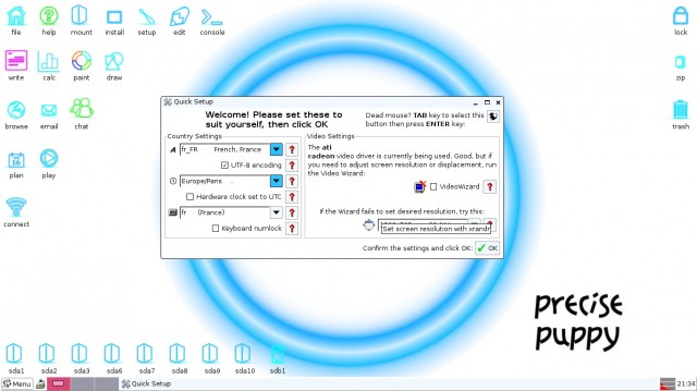 Puppy Linux 5.4 Precise réglages