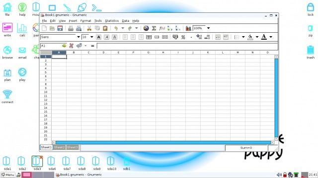 Puppy Linux 5.4 tableur gnumeric