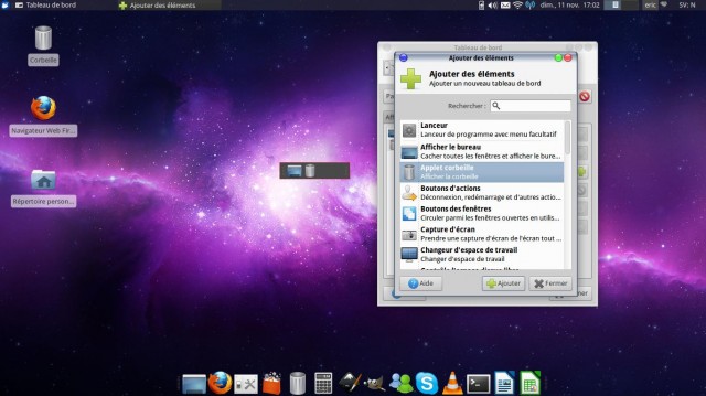 Ajouter des éléments au panneau XFCE