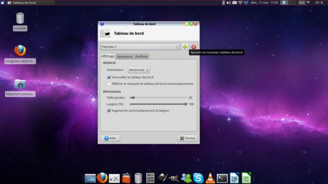 Ajouter un panneau dans XFCE