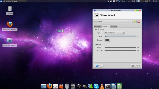 Apparence du panneau xfce