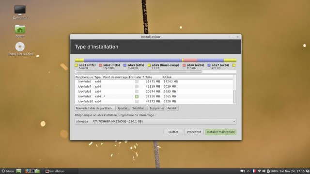 Choix de la partition à formater