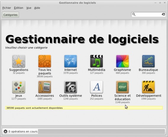 Gestionnaire de logiciels ouvert