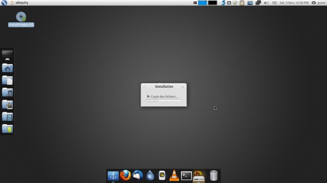 PinguyOS l'installtion en cours sur le disque dur