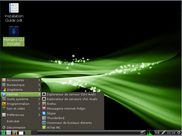 Majaro LXDE le menu internet