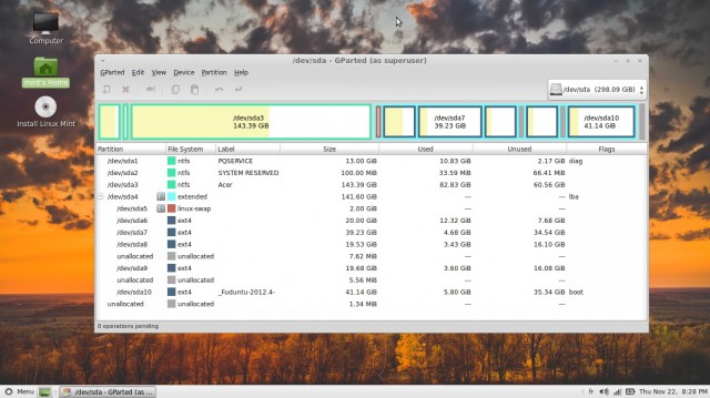Linux Mint Mate 14 et Gparted