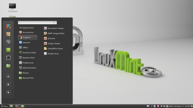 Linux Mint Cinnamon14 RC le menu