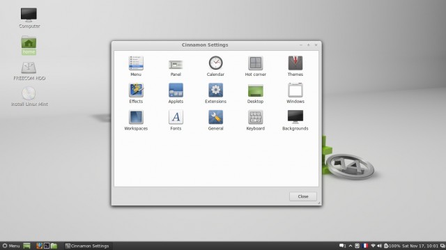 Linux Mint Cinnamon 14 RC réglages settings