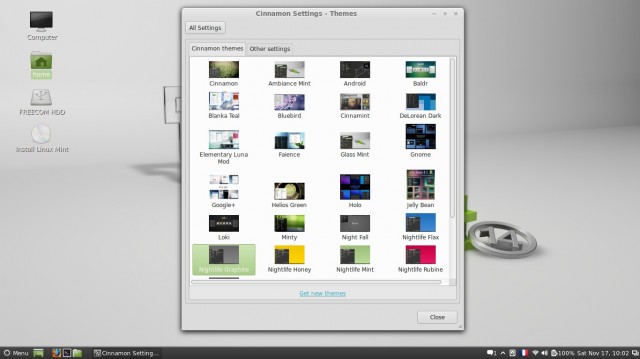 Linux Mint Cinnamon 14 RC thèmes