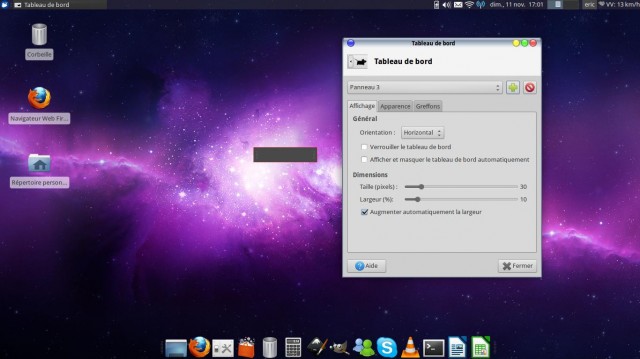 Nouveau tableau de bord XFCE