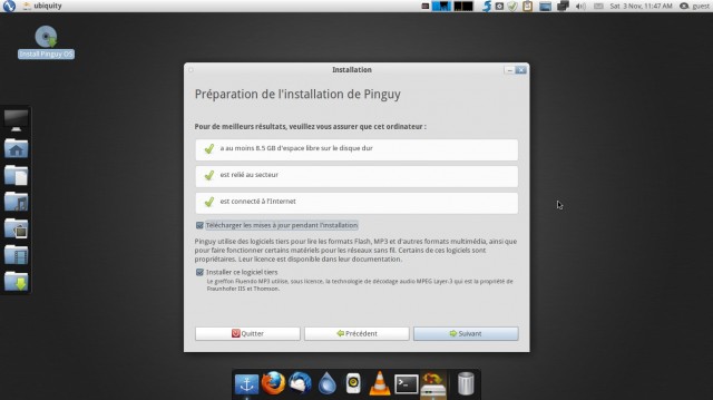 Préparation de l'installation de PinguyOS