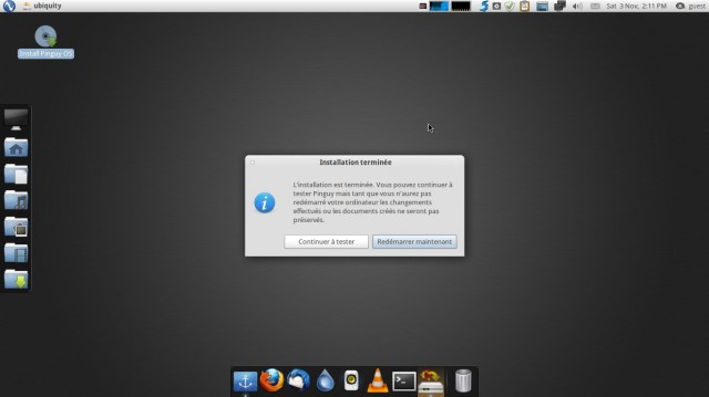 Fin de l'installation de PinguyOS