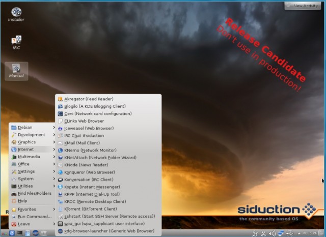 Siduction kde le menu