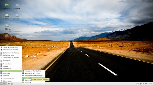 Skype dans le menu de Linux Mint XFCE