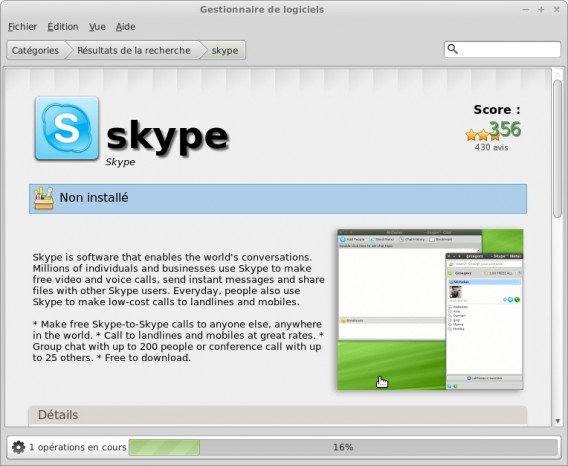 Skype est en cours d'installation
