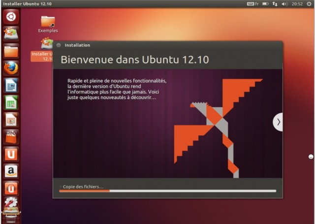 Ubuntu installation copie des fichiers