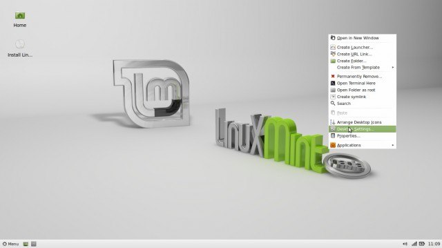 Linux Mint 14 xfce le menu contextuel