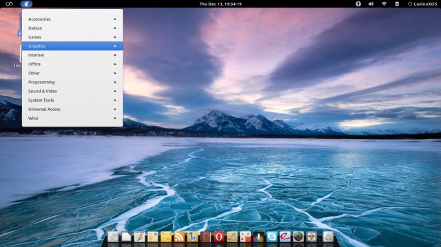 Luninux OS 12.10 le menu
