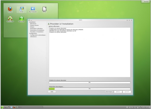 Opensuse s'installe