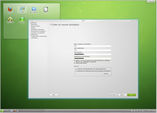 Opensuse utilisateur