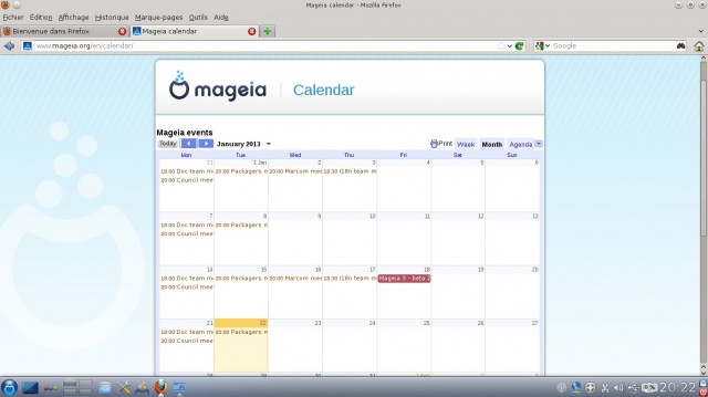 Mageia calendrier Janvier