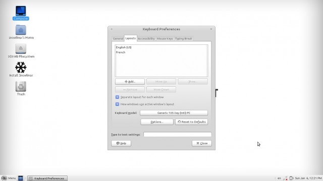 Snowlinux clavier en français
