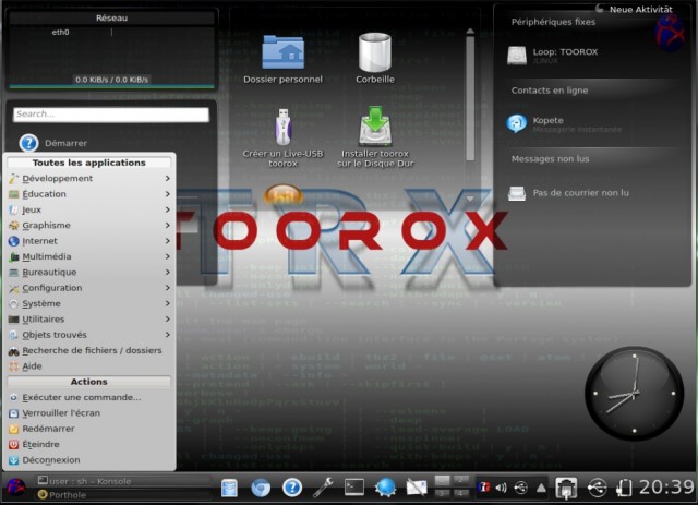 Toorox le menu principal