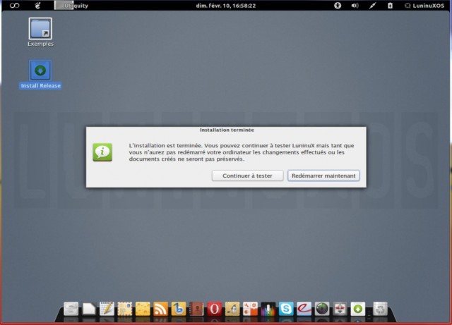 Redémarrage de Luninux OS 12.10