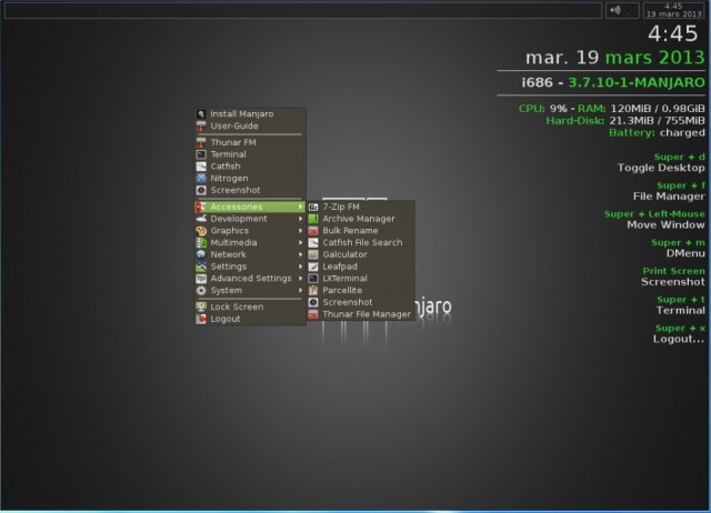 Manjaro OpenBox le menu