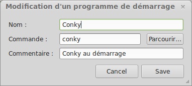 Paramétrer Conky au démarrage de Linux Mint