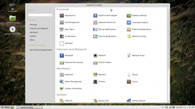 Linux Mint le centre de contrôle