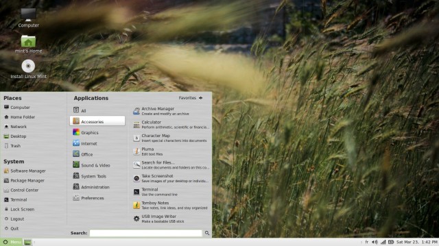 Linux Mint 14 le menu