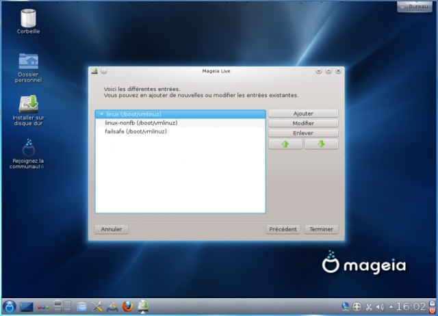 Mageia ordre de boot