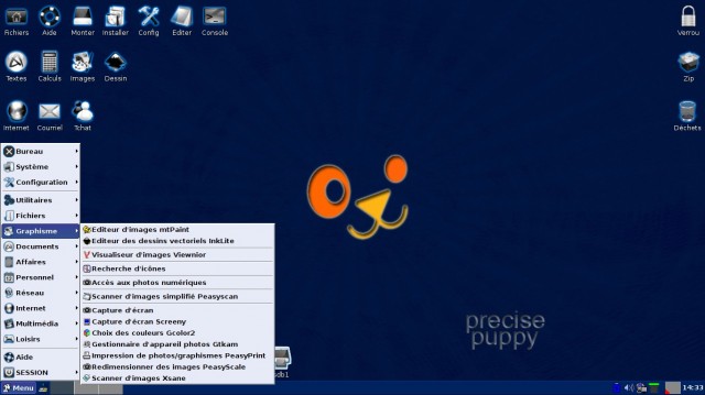 Puppy Linux 5.5 Precise Edition le menu principal