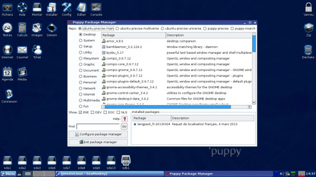 Puppy Linux 5.5 Precise Edition compatible paquetages Ubuntu