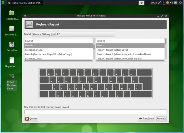 Choix du clavier pour Manjaro