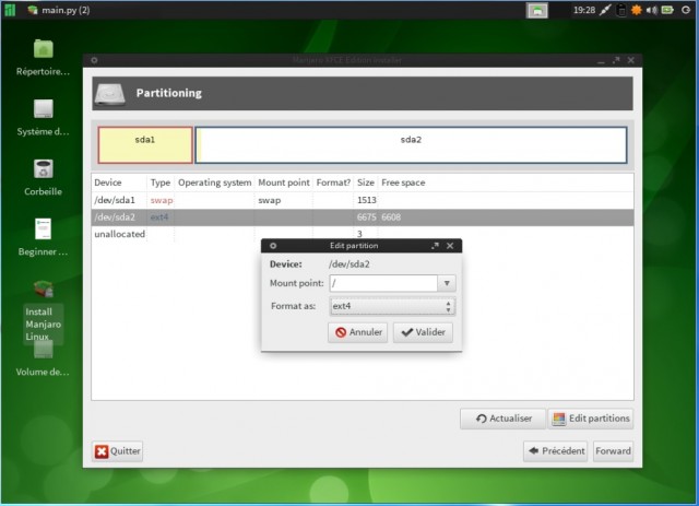 Edit partition Manjaro