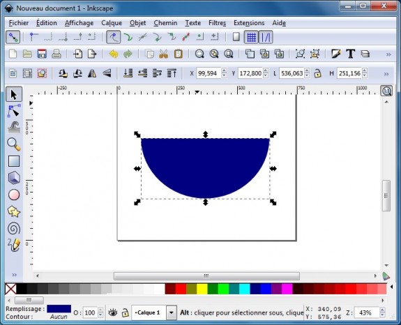 Inkscape le demi cercle