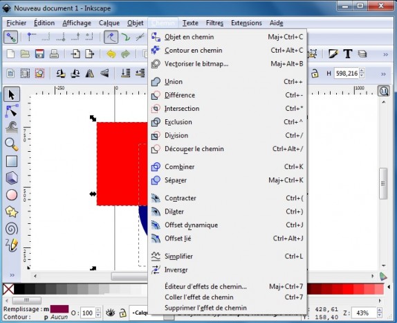 Inkscape menu différence